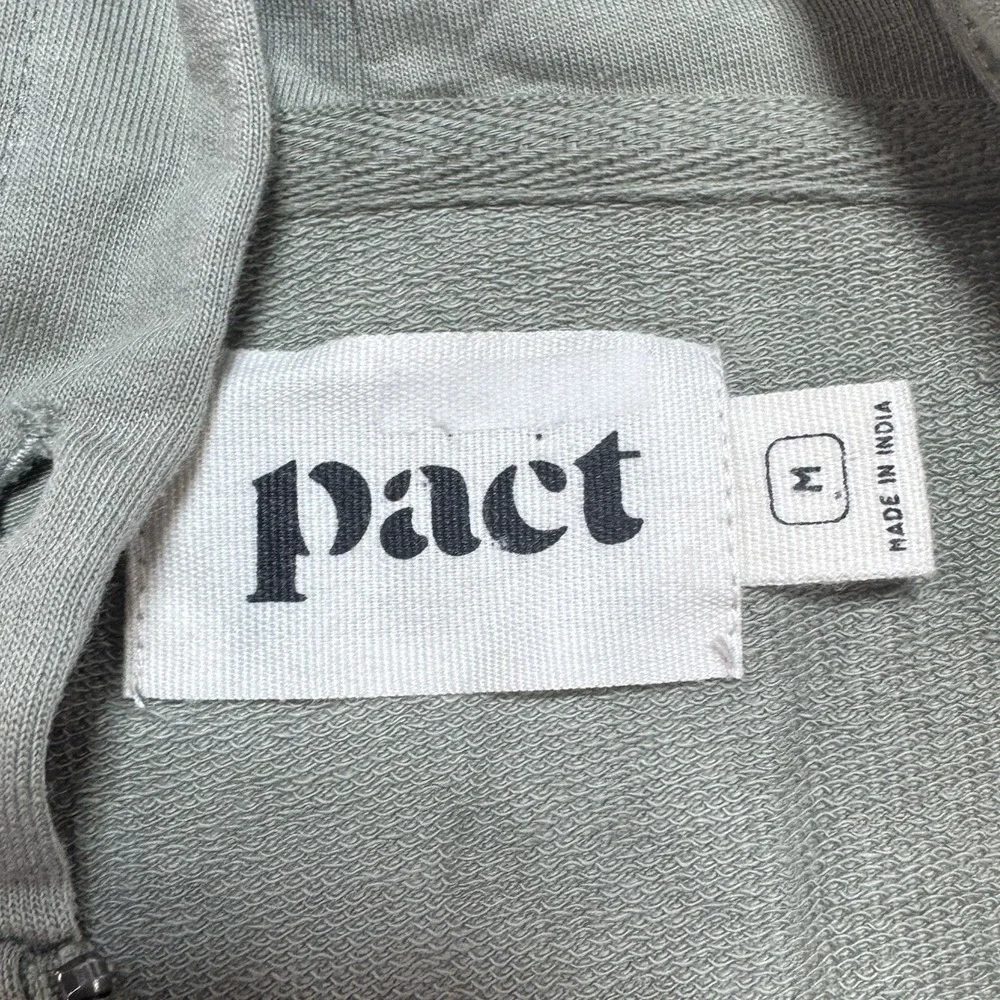 Pact Mens Light Green Organic Cotton Full Zip Hoodie Sweatshirt Size Medium